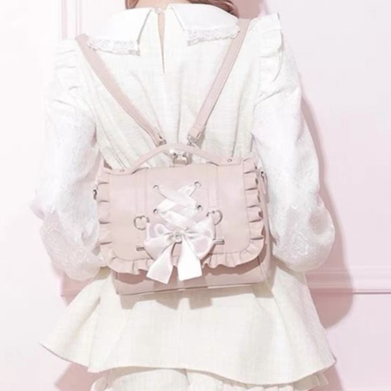 Women'S Bags Cross Body - Słodka Kokarda Różowa Mochila Damska Fairyocre